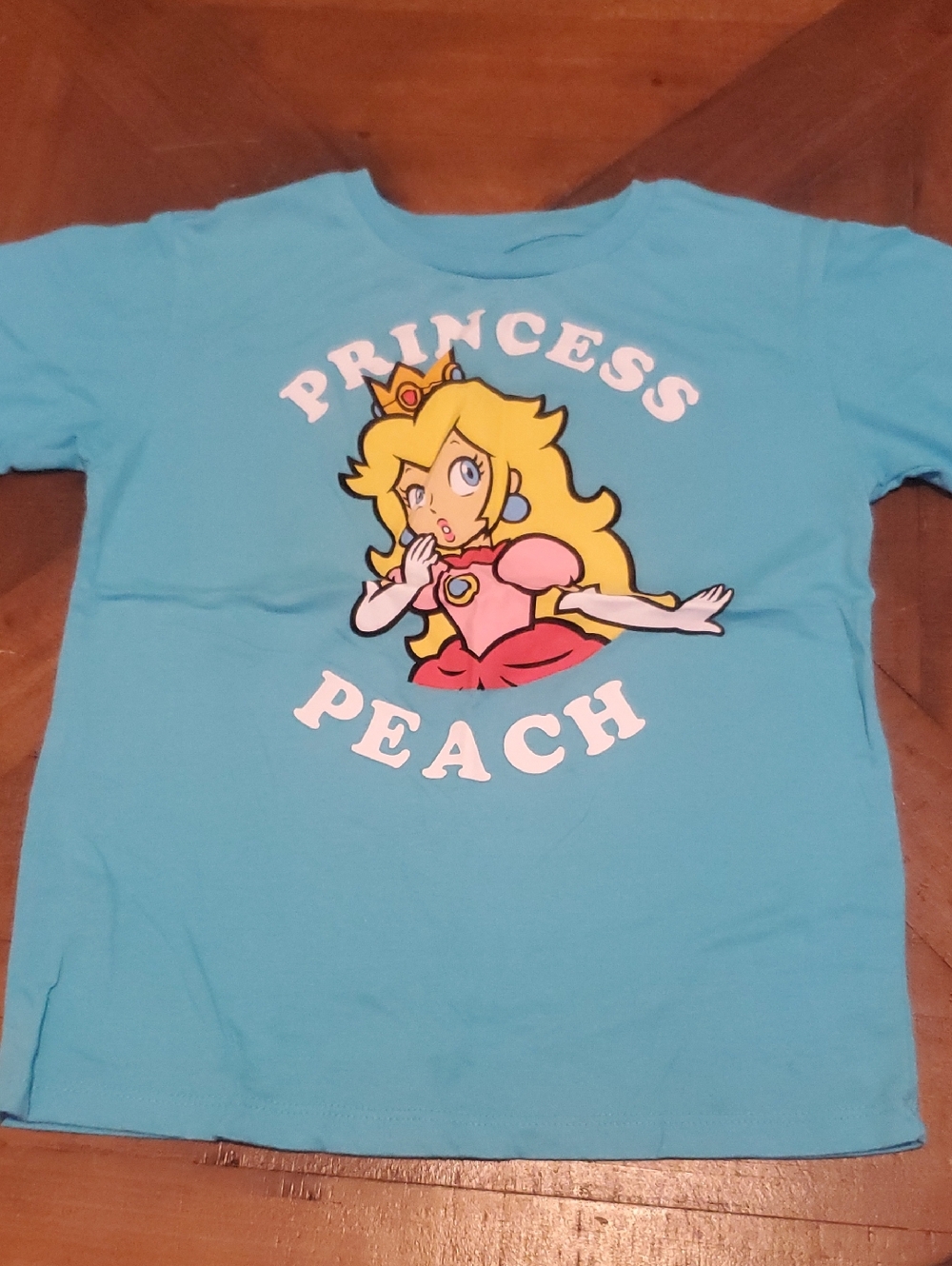 Nintendo Princess Peach Tee - Sky Blue with Pink & Yellow Graphic